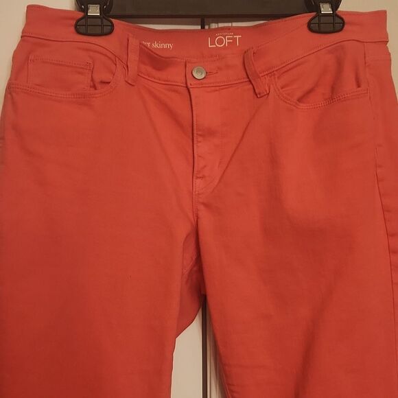Ann Taylor Loft Coral Pink "Super Skinny" Jeans Size 31 US 12 - Picture 2 of 8
